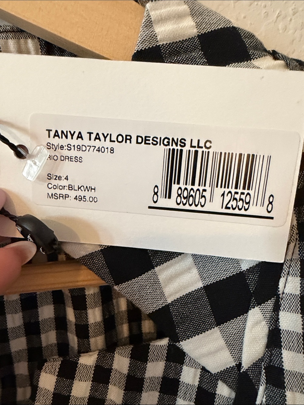 Tanya Taylor Rio Gingham Tie-Waist Shirtdress Black White 4 - Picture 3 of 16